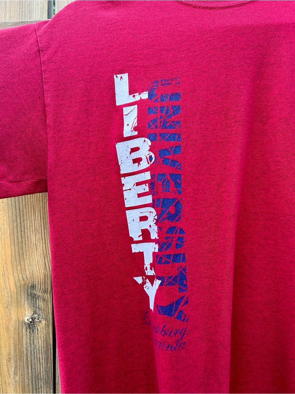 Vintage Liberty University Tee Shirt Red Vertical Font Sz. Medium - Picture 3 of 5
